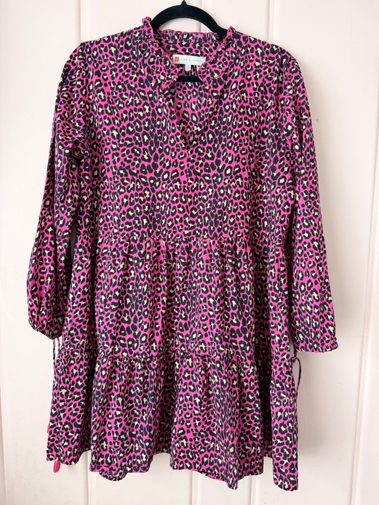 Jude Connally Dresses & Skirts - Jude Connally Pink Leopard Print Tiered Tunic Dress SzLarge